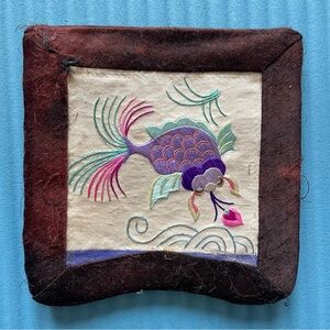 Antique Chinese embroidery purse with fish